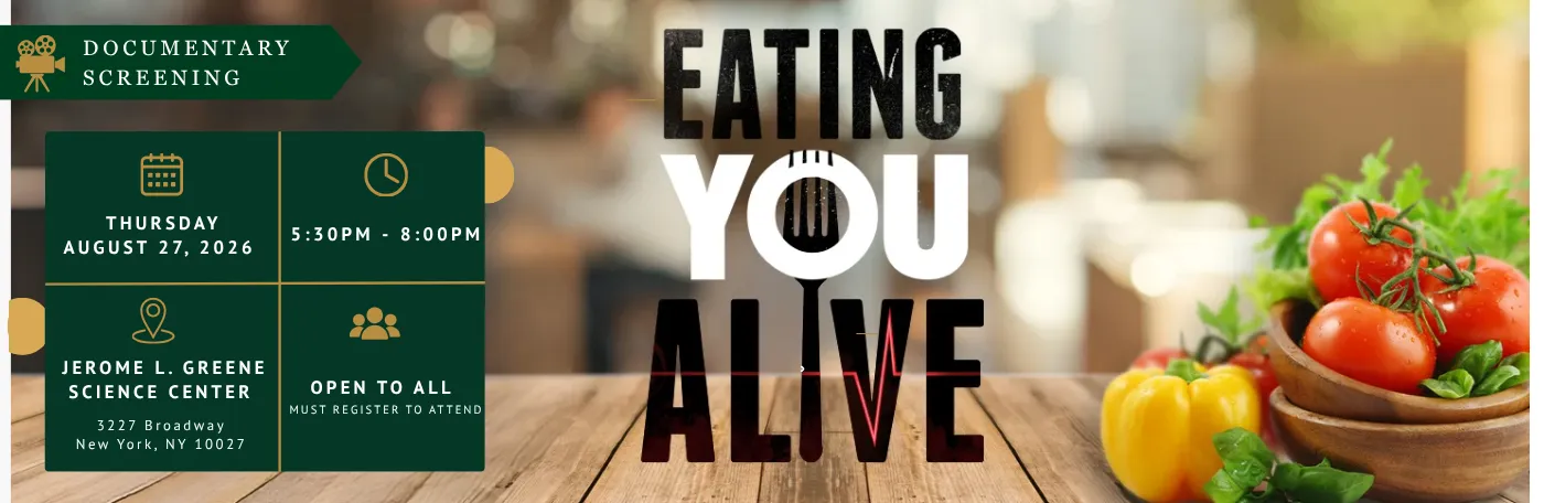 Eating You Alive text across backdrop of a bowl of tomatoes and yellow peppers. 